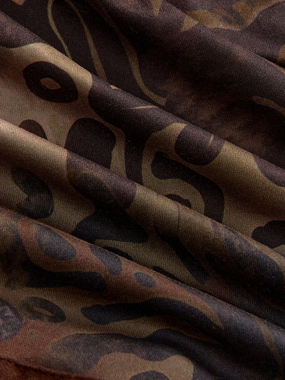 ROMWE Hippie Top de tirantes con estampado de leopardo con flecos estilo hippie y western para mujer