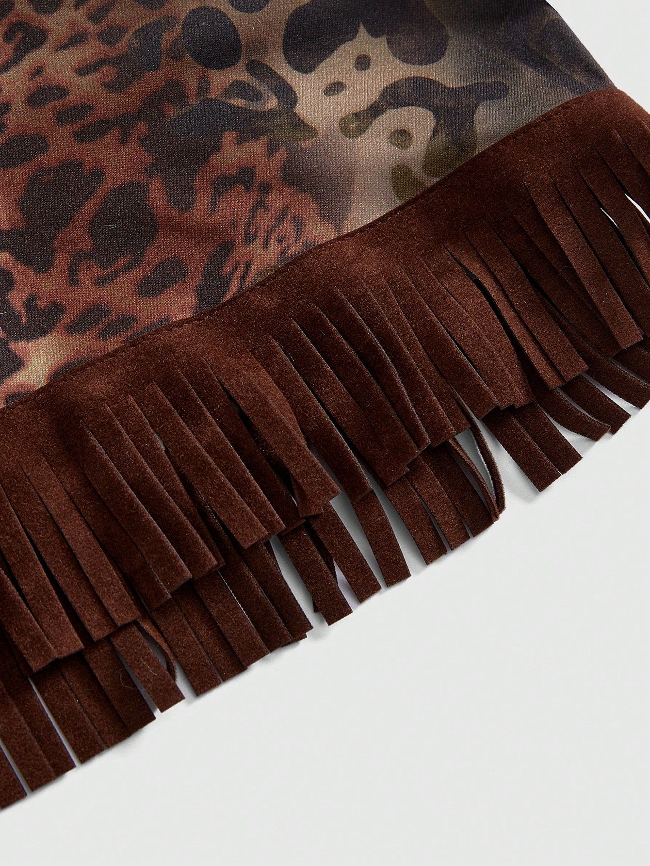 ROMWE Hippie Top de tirantes con estampado de leopardo con flecos estilo hippie y western para mujer
