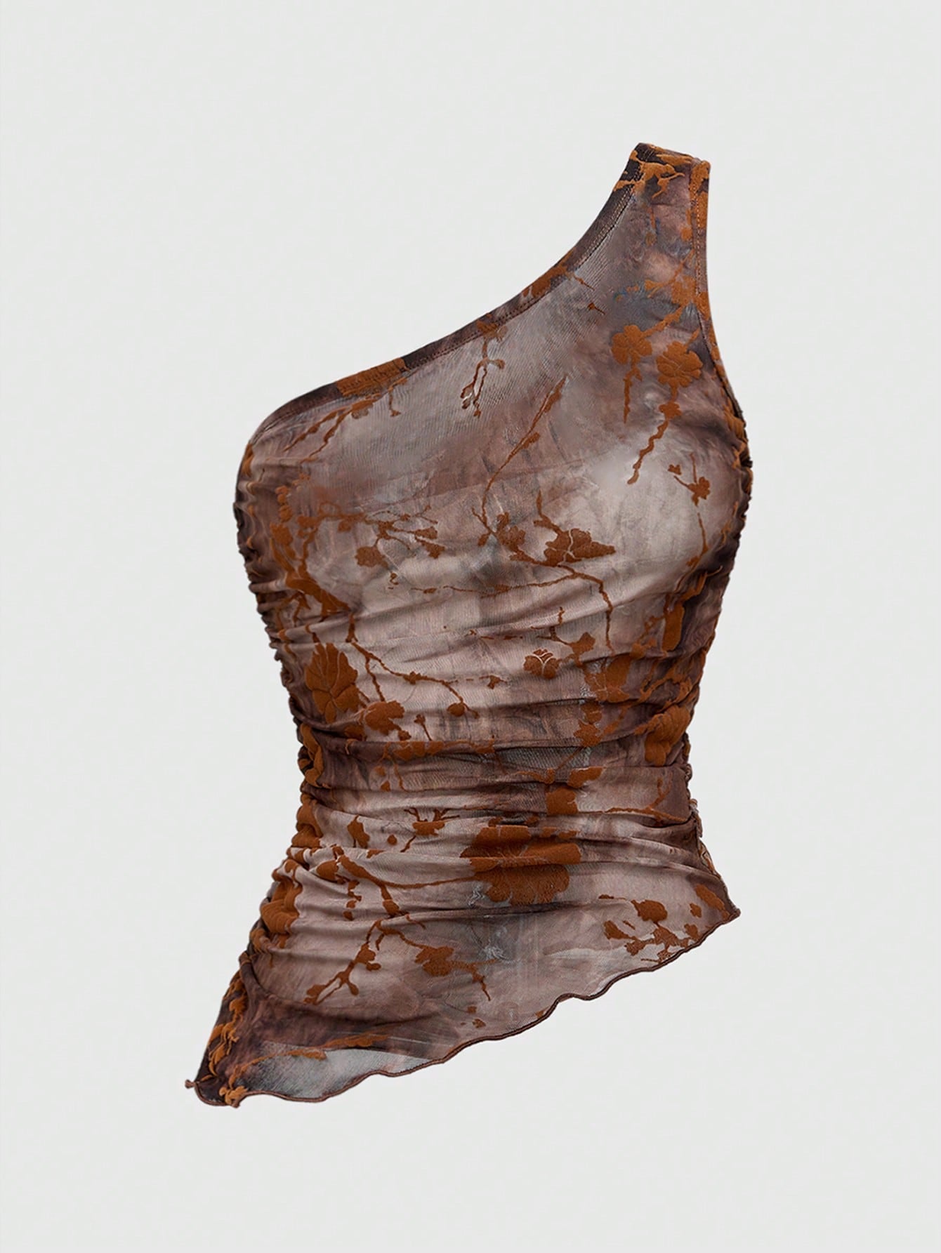ROMWE Hippie Top sin mangas con efecto arrugado lateral y estampado de teñido anudado con estilo hippie para mujer