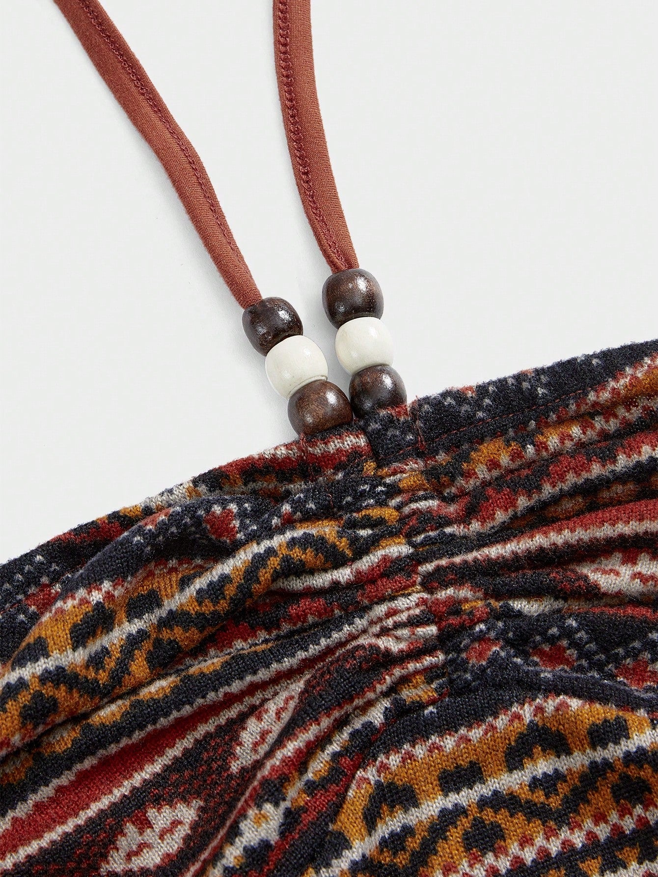 ROMWE Hippie Vestido con cordón para el cuello con estampado de tótem retro hippie para mujeres