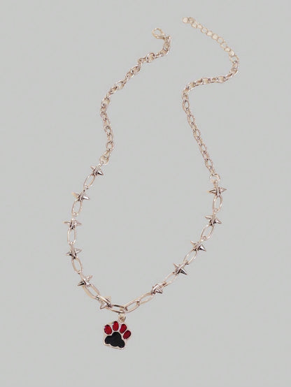 ROMWE J-Fashion 1 pieza Collar colgante minimalista de uña de gato con remache para mujeres