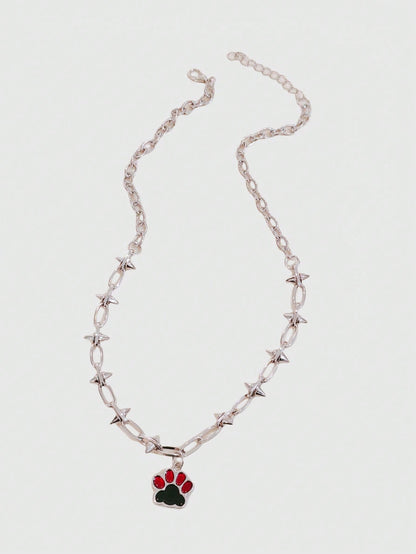 ROMWE J-Fashion 1 pieza Collar colgante minimalista de uña de gato con remache para mujeres