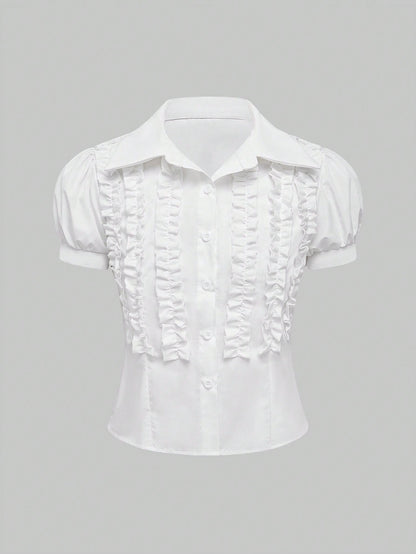 ROMWE J-Fashion Blusa blanca corta y sexy al estilo Y2K de los años 2000