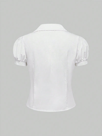 ROMWE J-Fashion Blusa blanca corta y sexy al estilo Y2K de los años 2000