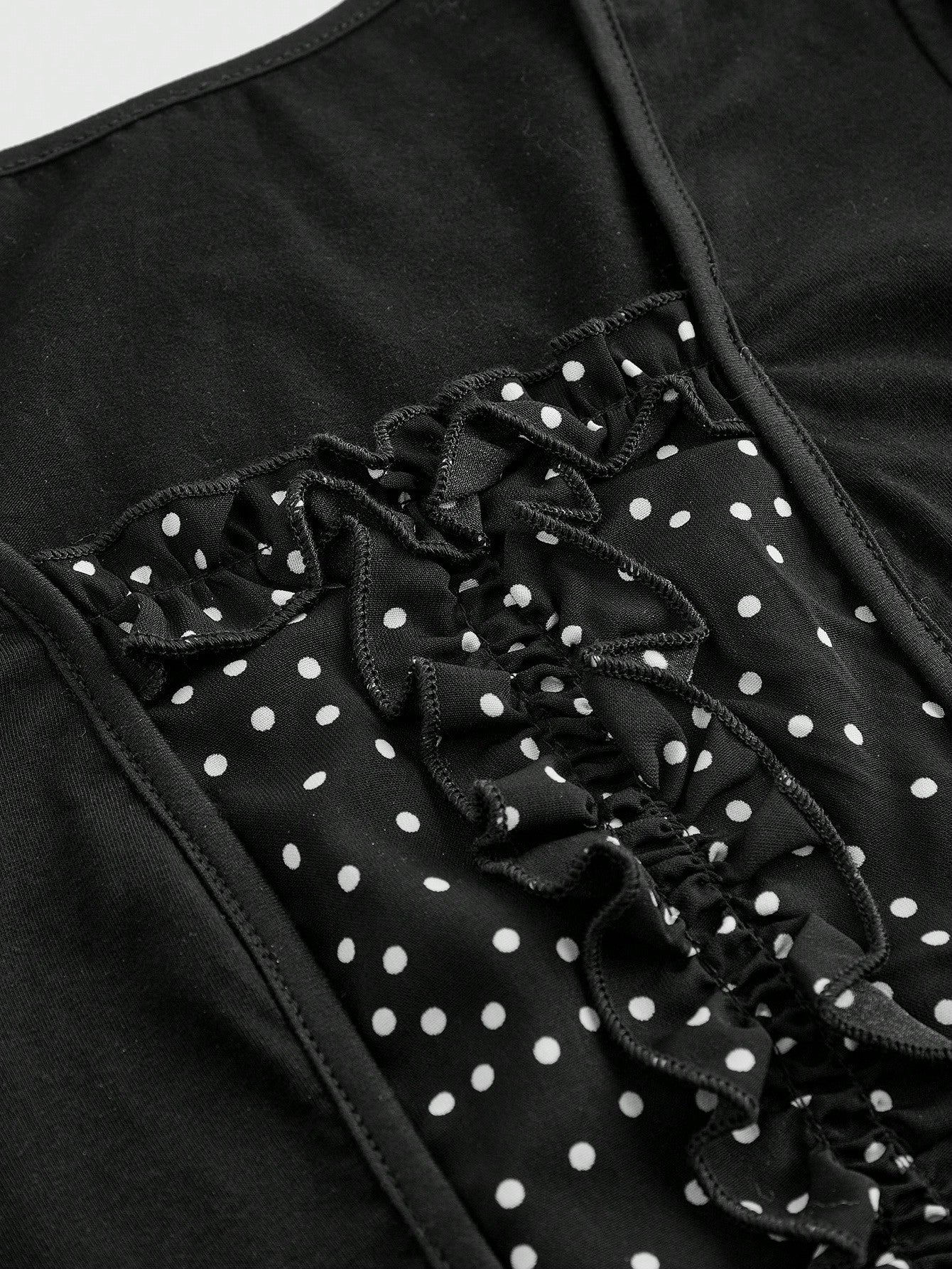 ROMWE J-Fashion Blusa de campesina con patchwork de lunares, casual y elegante para uso diario