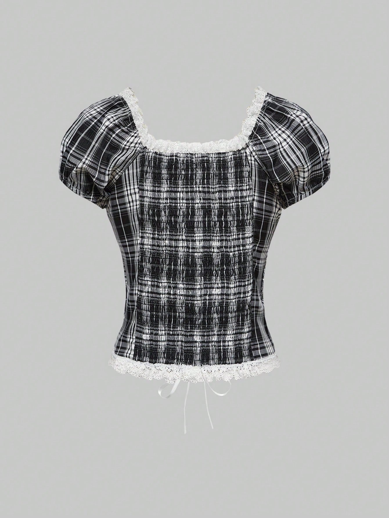 ROMWE J-Fashion Blusa de mujer con paneles de encaje y hombros descubiertos