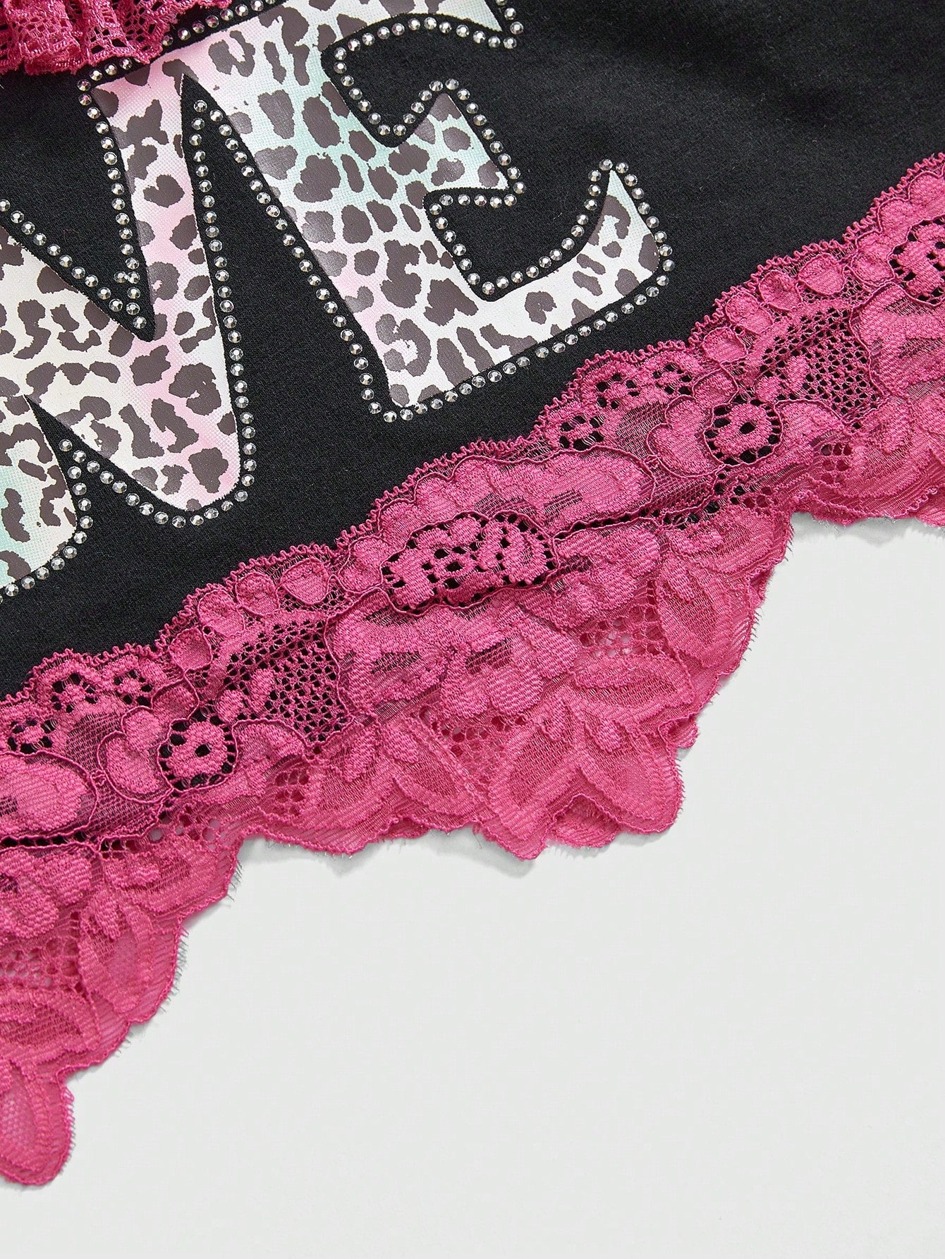 ROMWE J-Fashion Camiseta interior de señora con volantes en color rosa intenso sexy