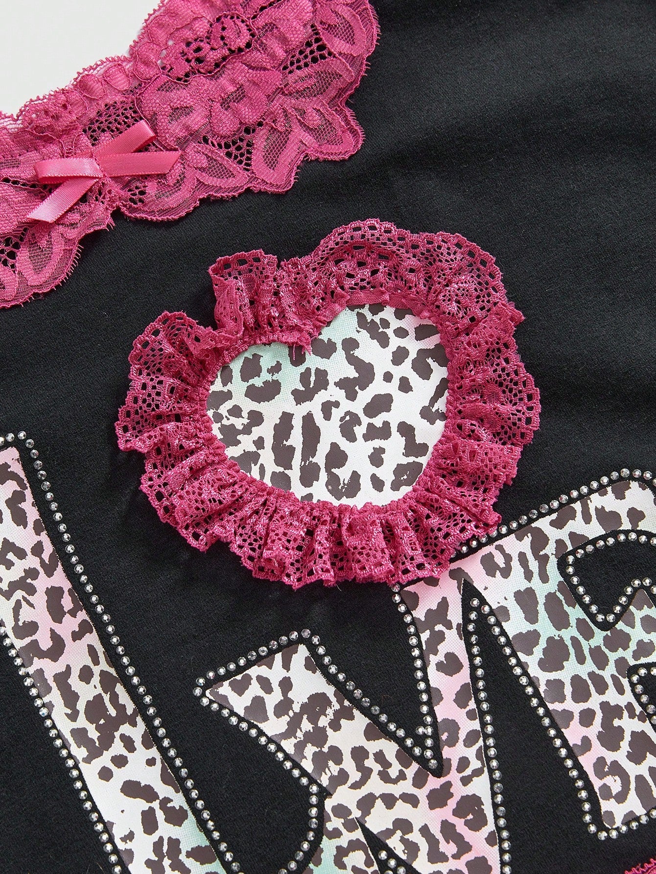 ROMWE J-Fashion Camiseta interior de señora con volantes en color rosa intenso sexy