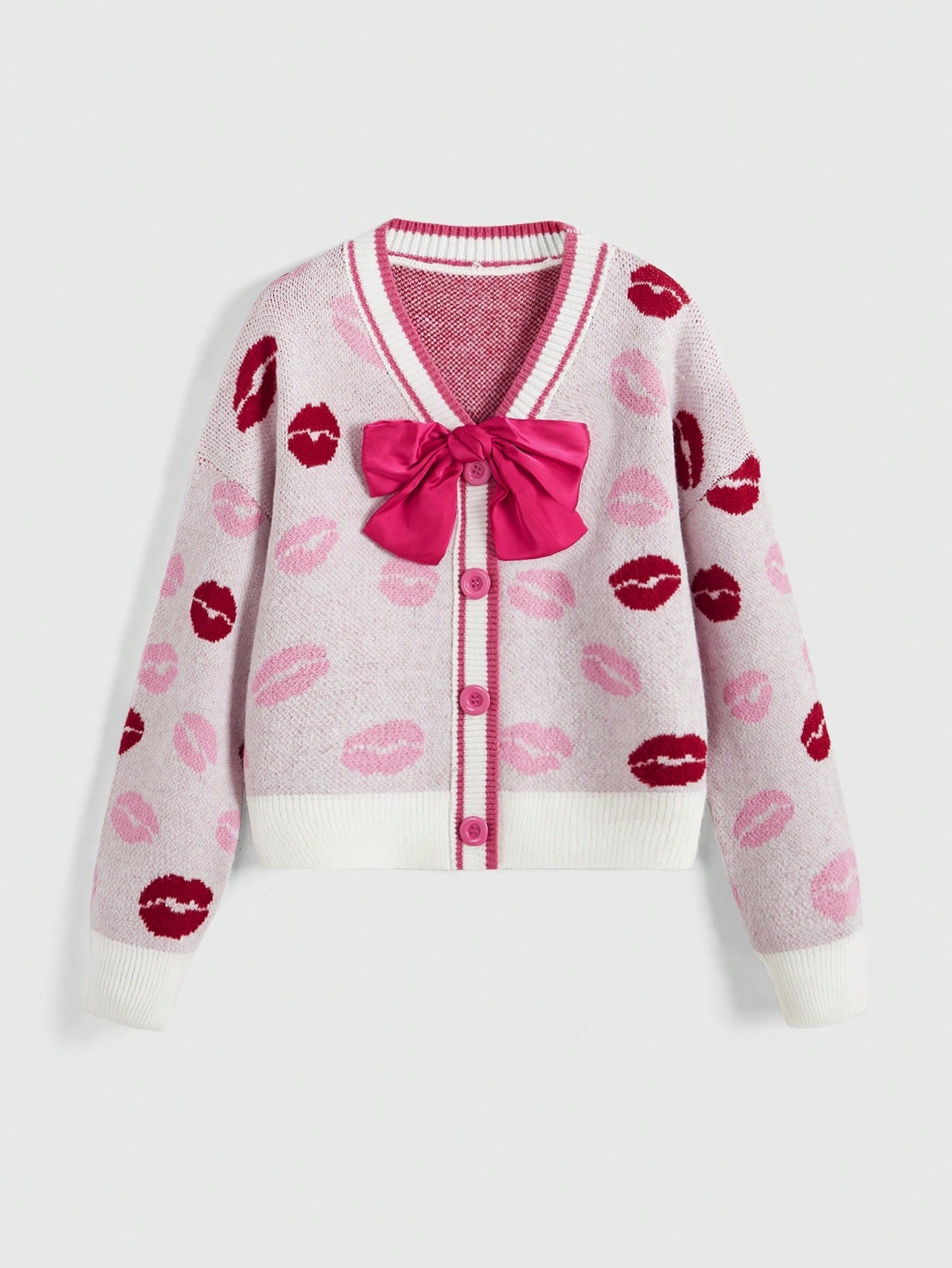 ROMWE J-Fashion Chaqueta de mujer estilo Y2K con lazo y diseño de labios rojos