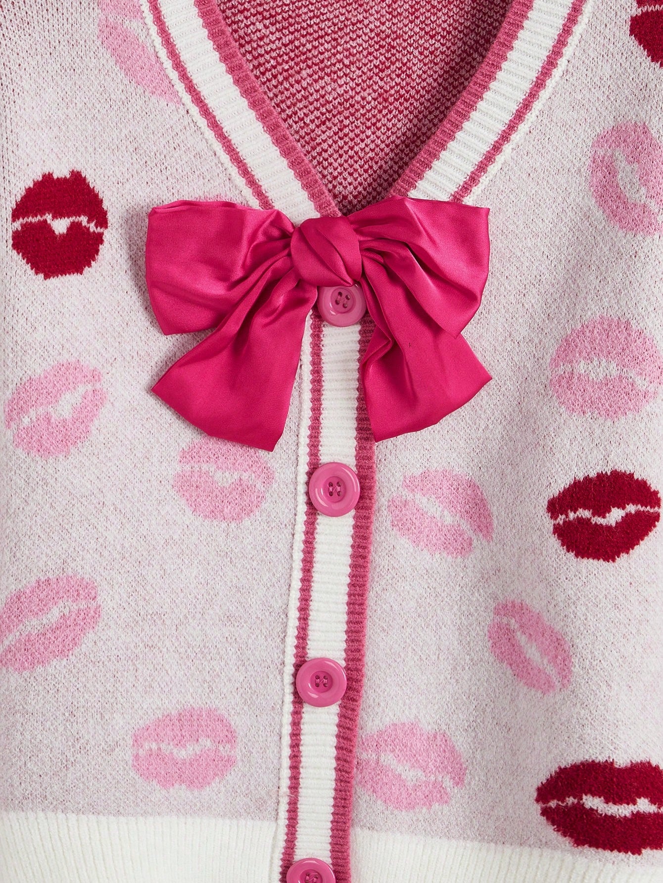 ROMWE J-Fashion Chaqueta de mujer estilo Y2K con lazo y diseño de labios rojos