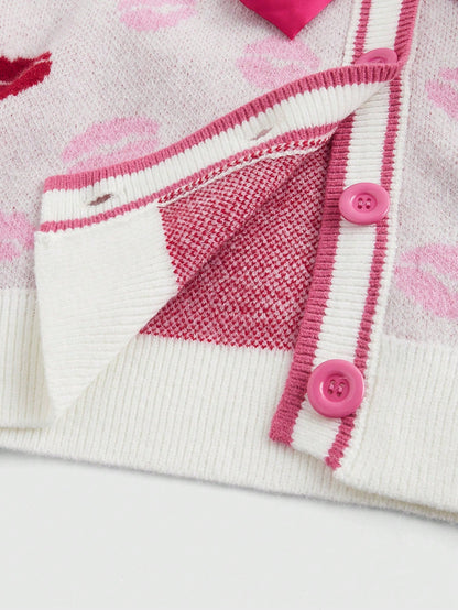 ROMWE J-Fashion Chaqueta de mujer estilo Y2K con lazo y diseño de labios rojos