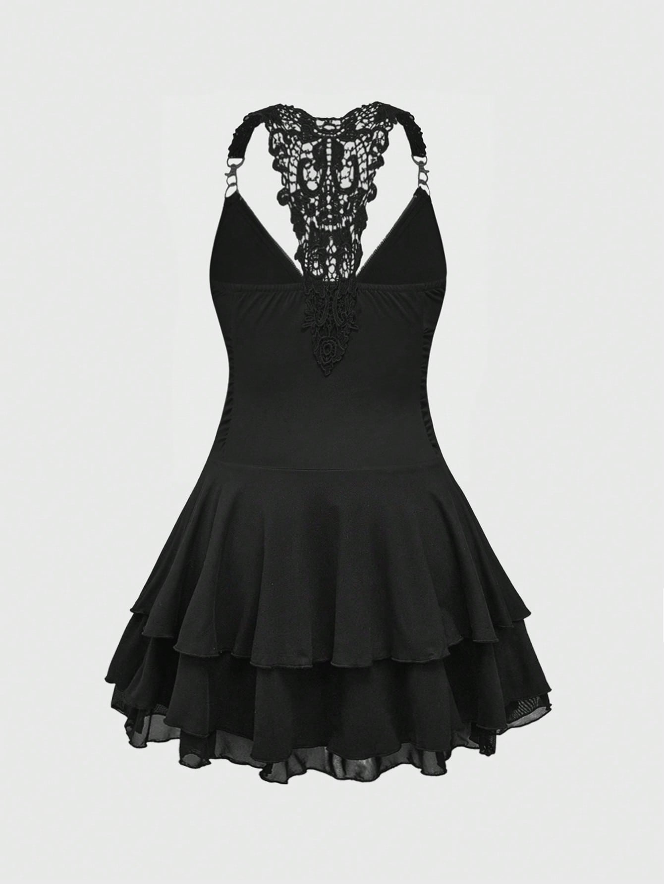 ROMWE J-Fashion Collar de varios niveles con decoración de cruz de estilo punk para mujer con vestido corto