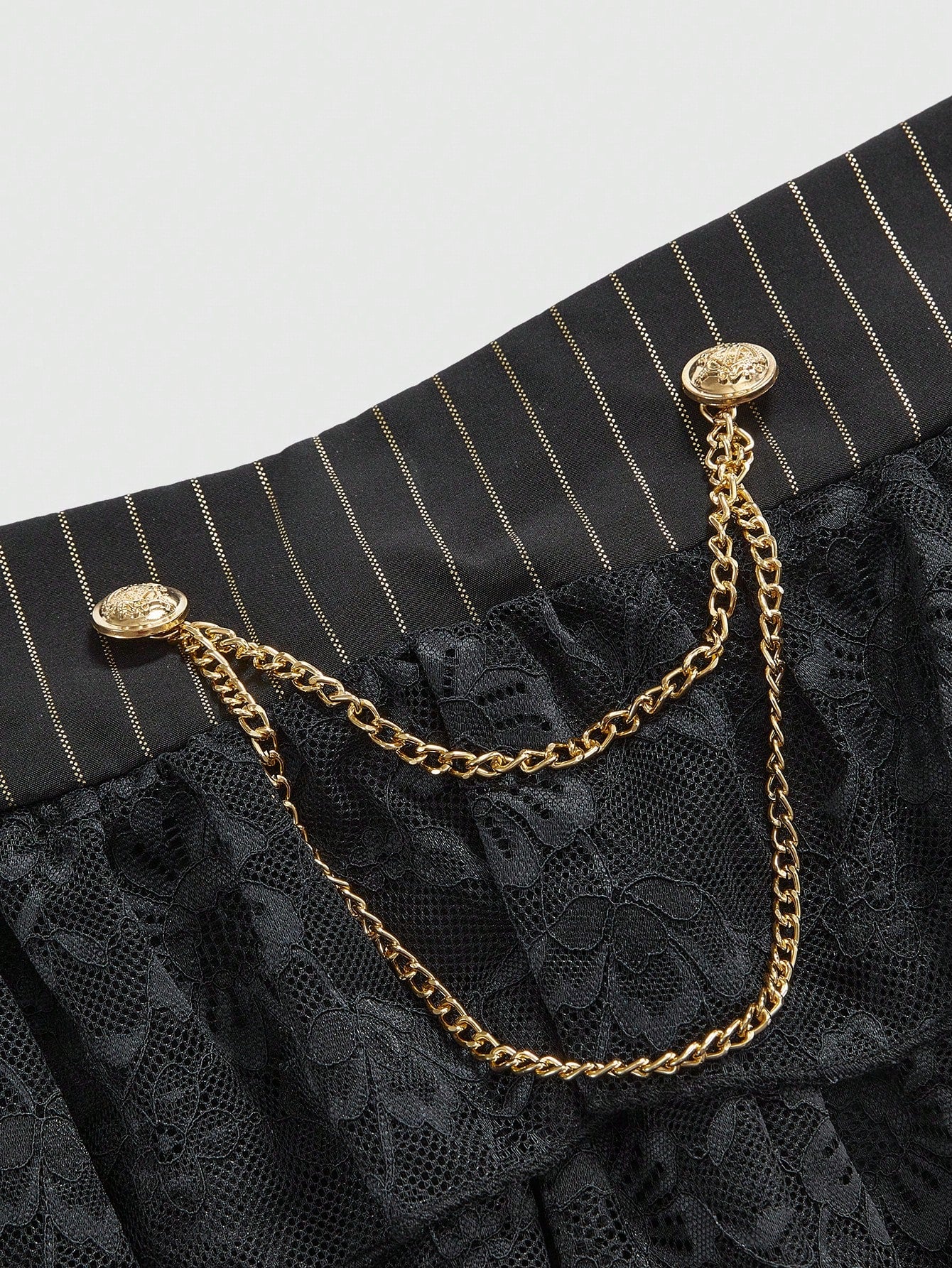 ROMWE J-Fashion Falda con volantes de encaje, cintura alta, estilo rayado y gran lazo, en estilo vintage Harajuku para mujeres