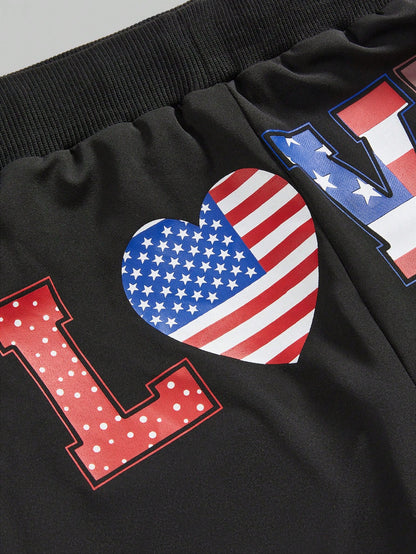 ROMWE J-Fashion Short de mujer con estampado de estrella de cinco puntas y letras en inglés, cintura baja y muy corto, con estampa de la bandera de Union Jack, en estilo Y2K Baddie