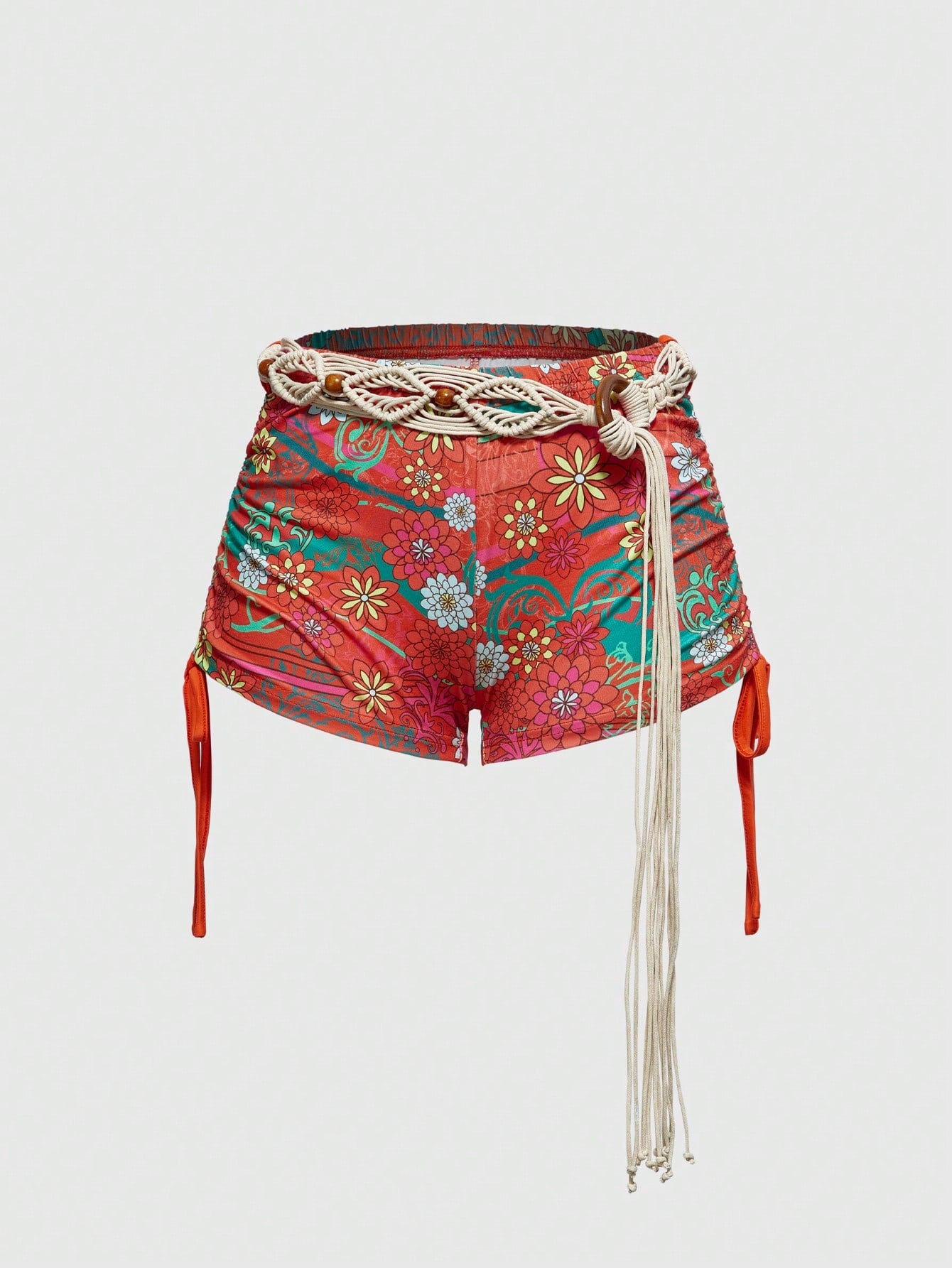 ROMWE J-Fashion Shorts mini con estampado floral retro vintage para vacaciones