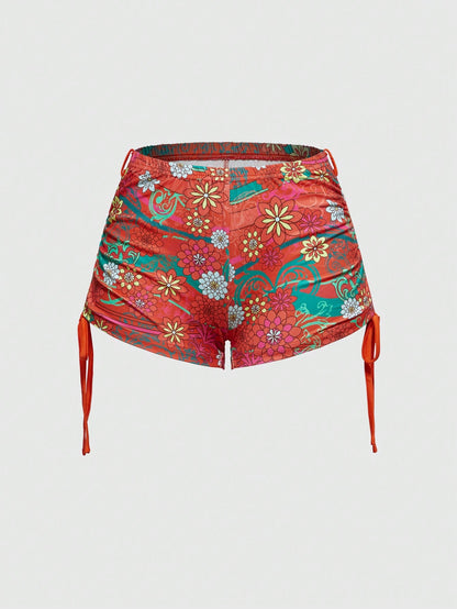 ROMWE J-Fashion Shorts mini con estampado floral retro vintage para vacaciones
