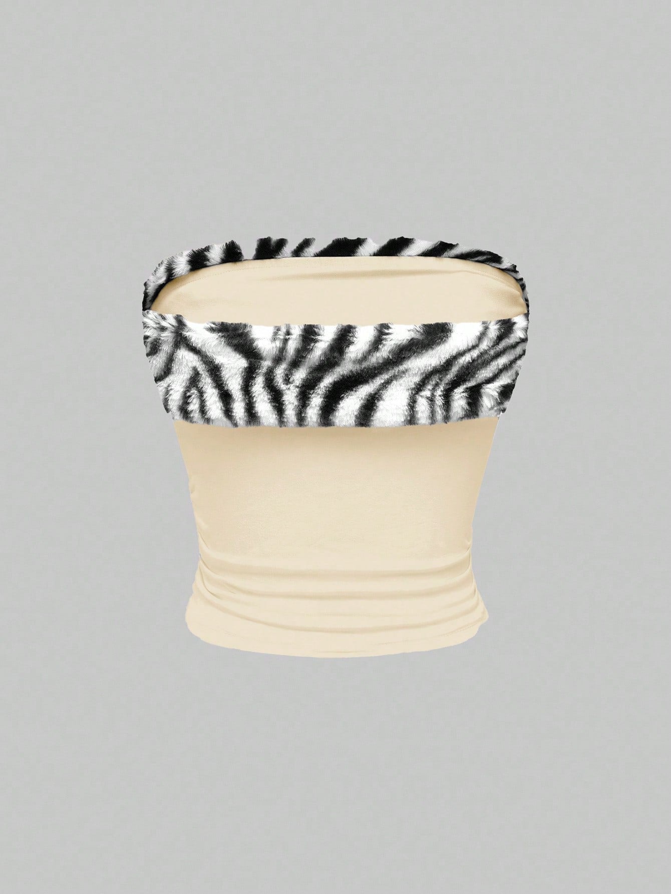 ROMWE J-Fashion Top corto ajustado de punto con estampado de cebra y parches, inspirado en la subcultura de Shibuya, para mujeres