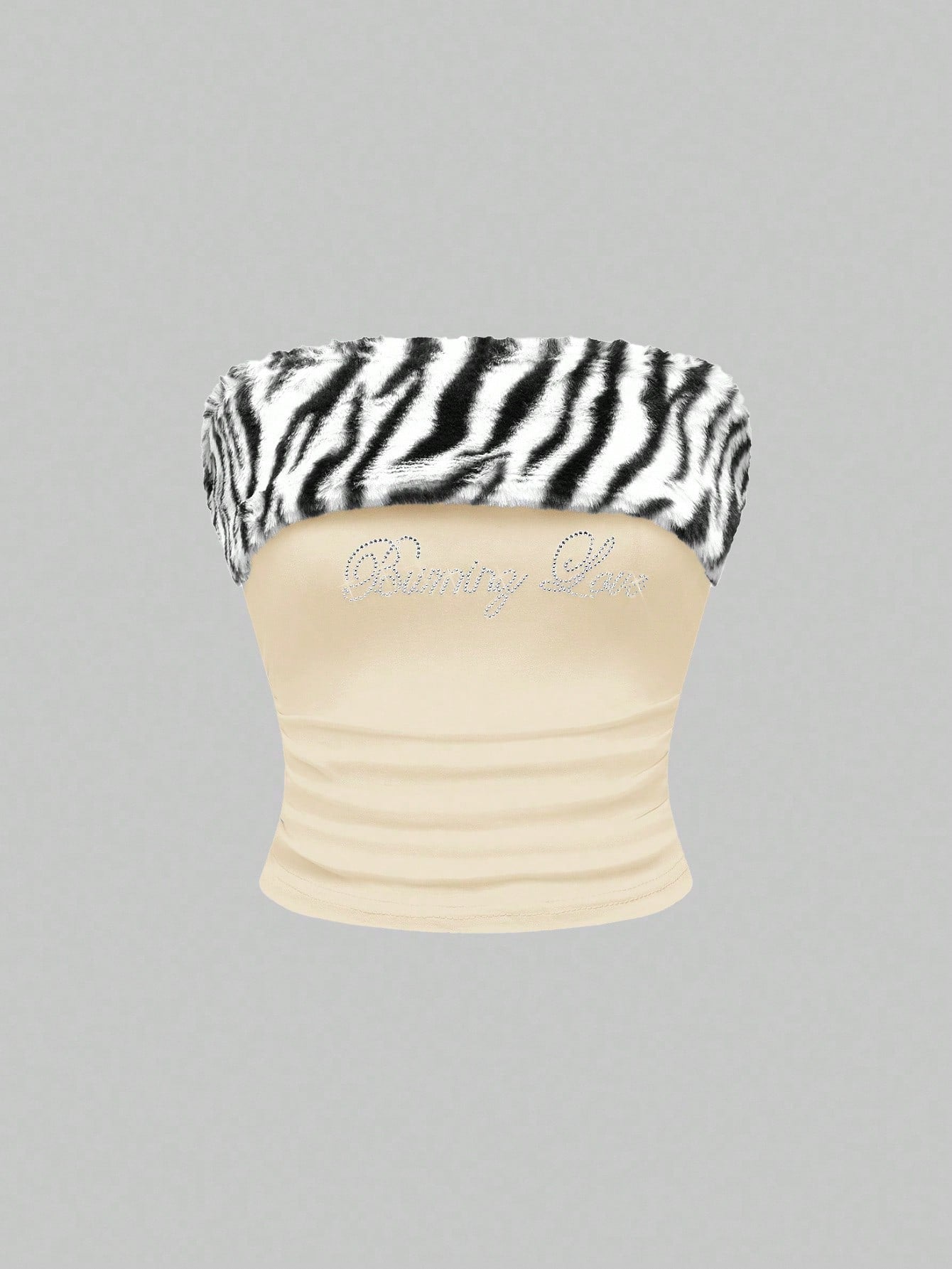 ROMWE J-Fashion Top corto ajustado de punto con estampado de cebra y parches, inspirado en la subcultura de Shibuya, para mujeres