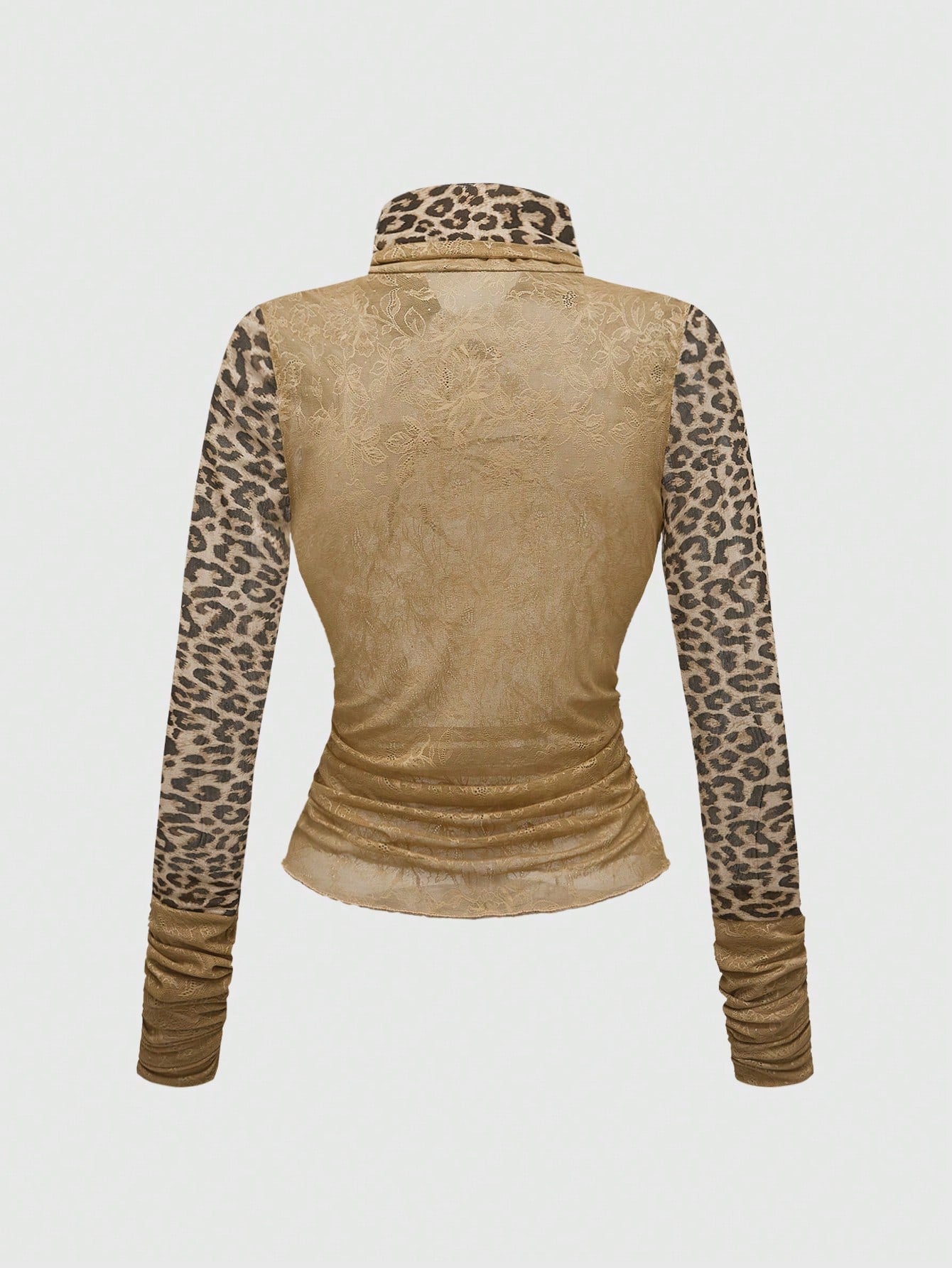 ROMWE J-Fashion Top corto y ceñido para mujer con adornos de strass, encaje, estampado de leopardo y transparencia en estilo gyaru Y2K