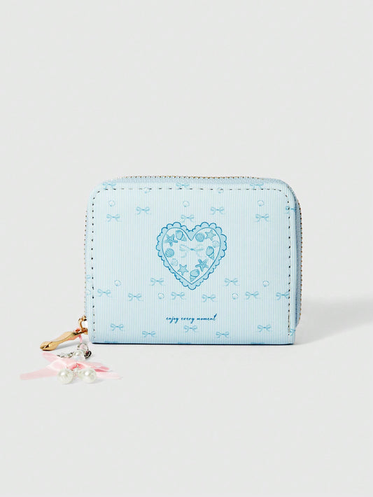 ROMWE Kawaii 1 pieza Monedero/cartera con cremallera de diseño minimalista y decoración de mariposa linda para mujer