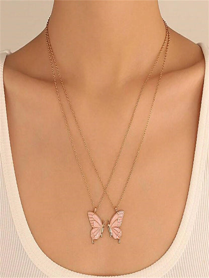 ROMWE Kawaii 2 Piezas De Diseño De Mariposas Conjunto De Collares De Joyería De Moda. Regalo Perfecto Para Uso Diario Y Para Regalar