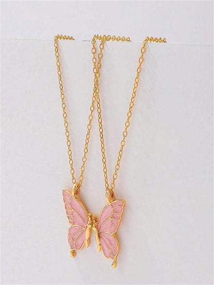 ROMWE Kawaii 2 Piezas De Diseño De Mariposas Conjunto De Collares De Joyería De Moda. Regalo Perfecto Para Uso Diario Y Para Regalar