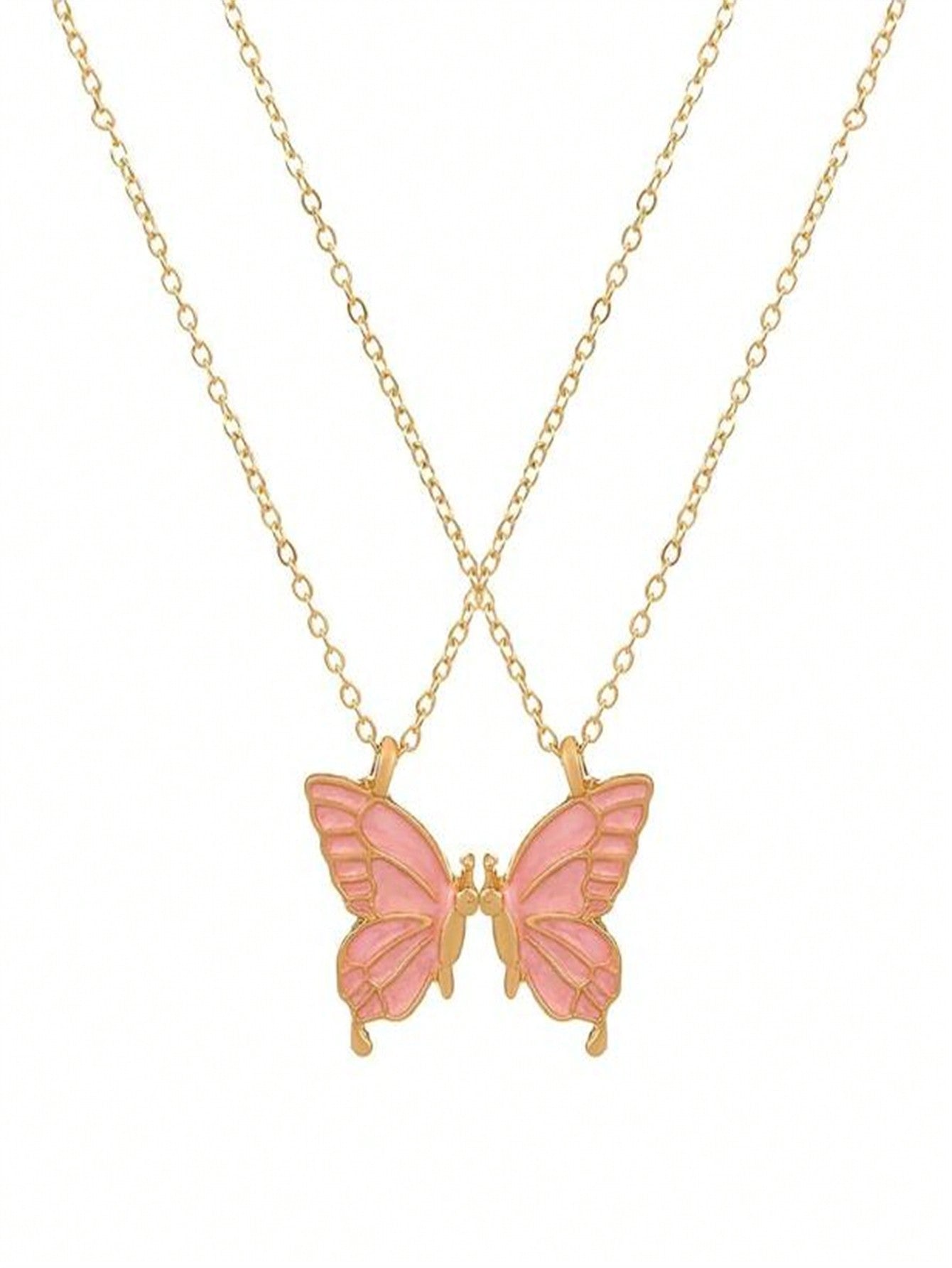 ROMWE Kawaii 2 Piezas De Diseño De Mariposas Conjunto De Collares De Joyería De Moda. Regalo Perfecto Para Uso Diario Y Para Regalar
