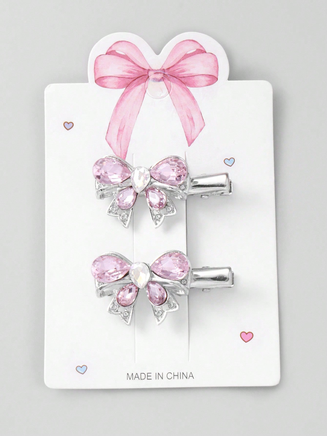 ROMWE Kawaii 2 piezas Nuevas llegadas rosadas conjunto de horquillas de clip lateral de estrella y mariposa con brillantina y diamantes de imitación, accesorios para el cabello combinados