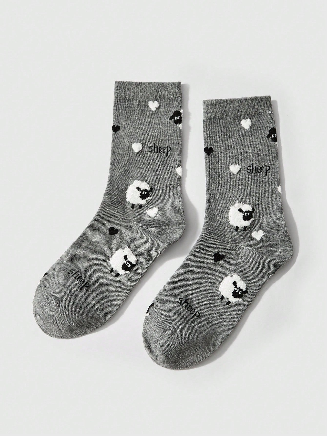 ROMWE Kawaii 4 pares de calcetines de moda con diseño de ovejas de dibujos animados para mujer, aptos para las 4 estaciones