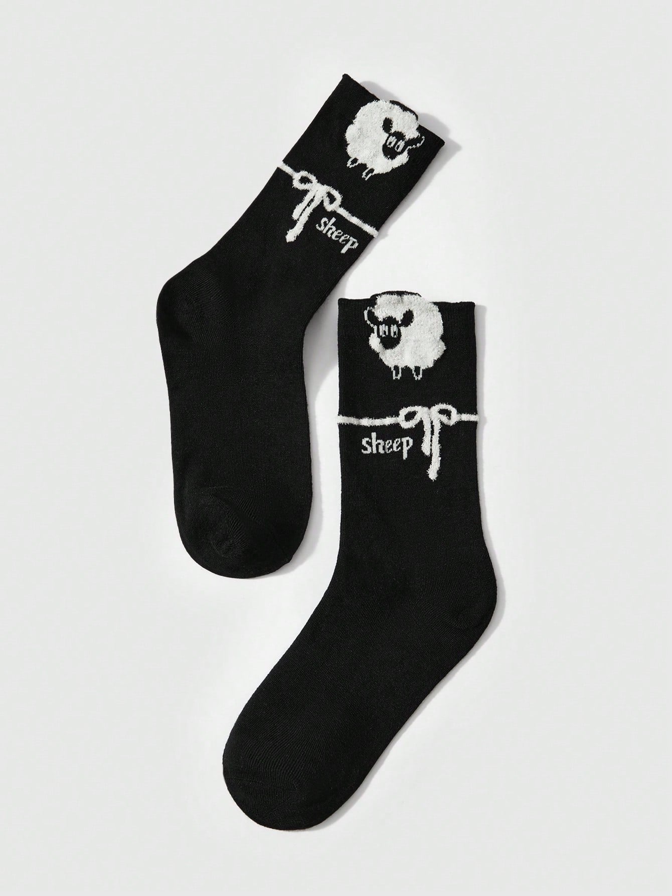 ROMWE Kawaii 4 pares de calcetines de moda con diseño de ovejas de dibujos animados para mujer, aptos para las 4 estaciones
