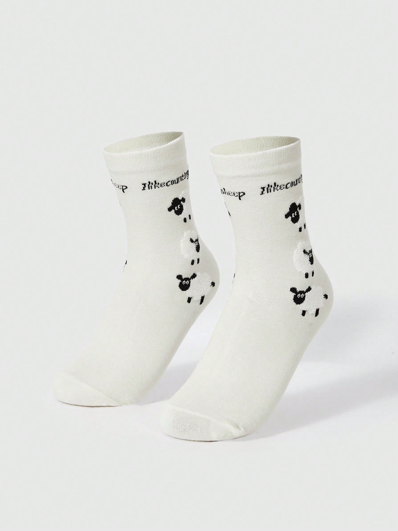 ROMWE Kawaii 4 pares de calcetines de moda con diseño de ovejas de dibujos animados para mujer, aptos para las 4 estaciones