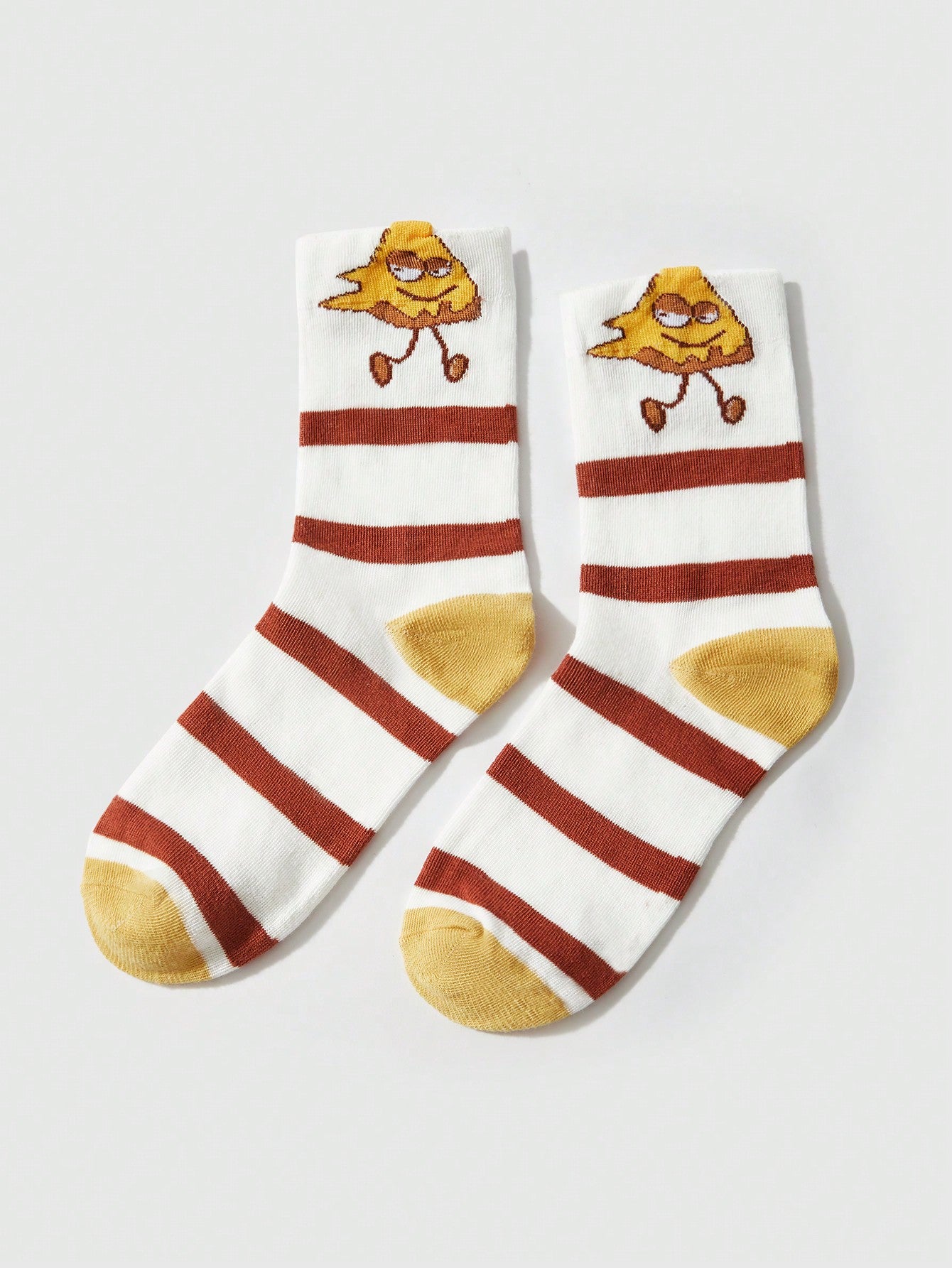ROMWE Kawaii 4 pares de calcetines de mujer con estampado de patatas fritas y hamburguesa de moda, multicolor para todas las estaciones