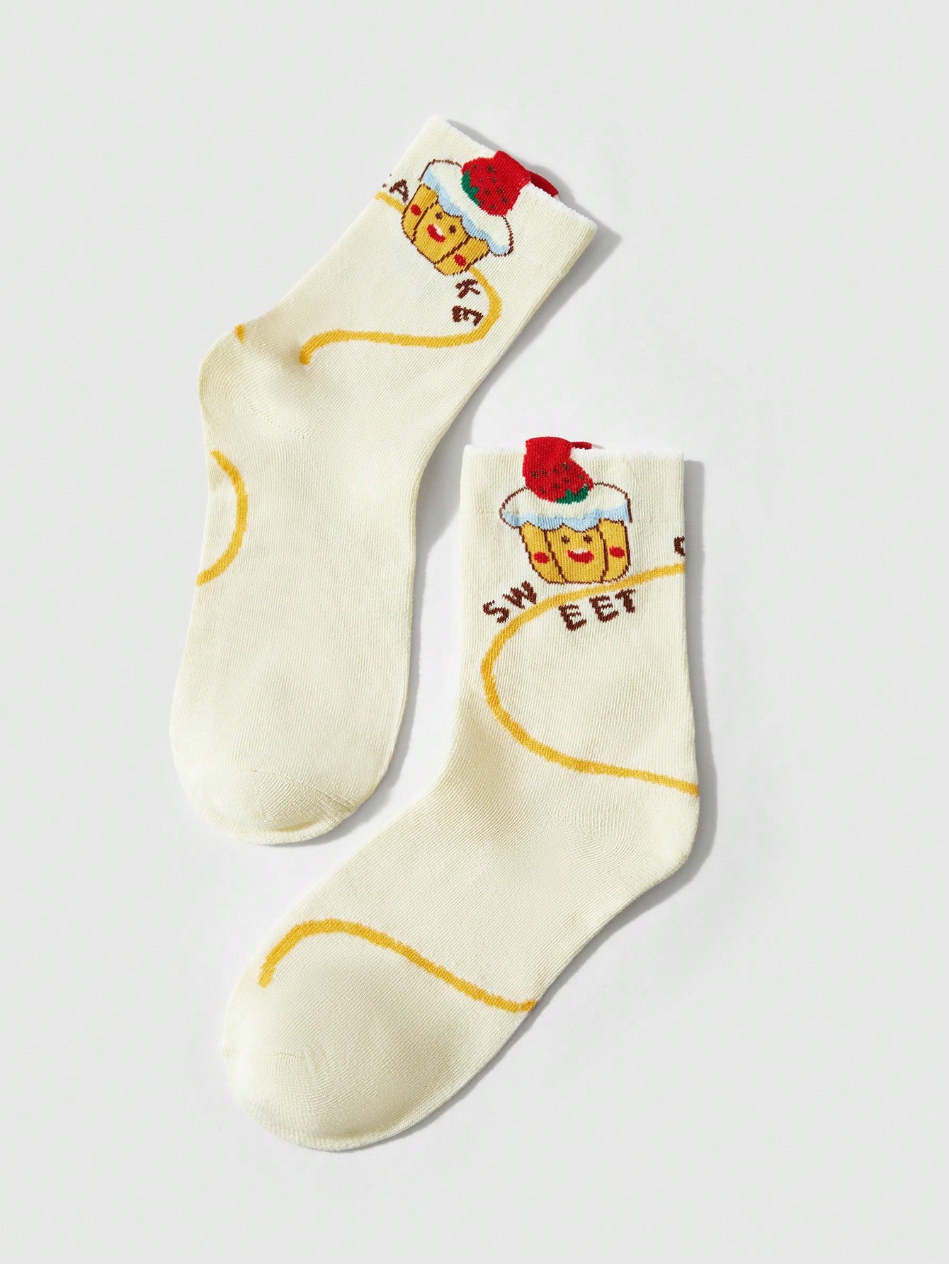 ROMWE Kawaii 4 pares de calcetines de mujer con estampado de patatas fritas y hamburguesa de moda, multicolor para todas las estaciones