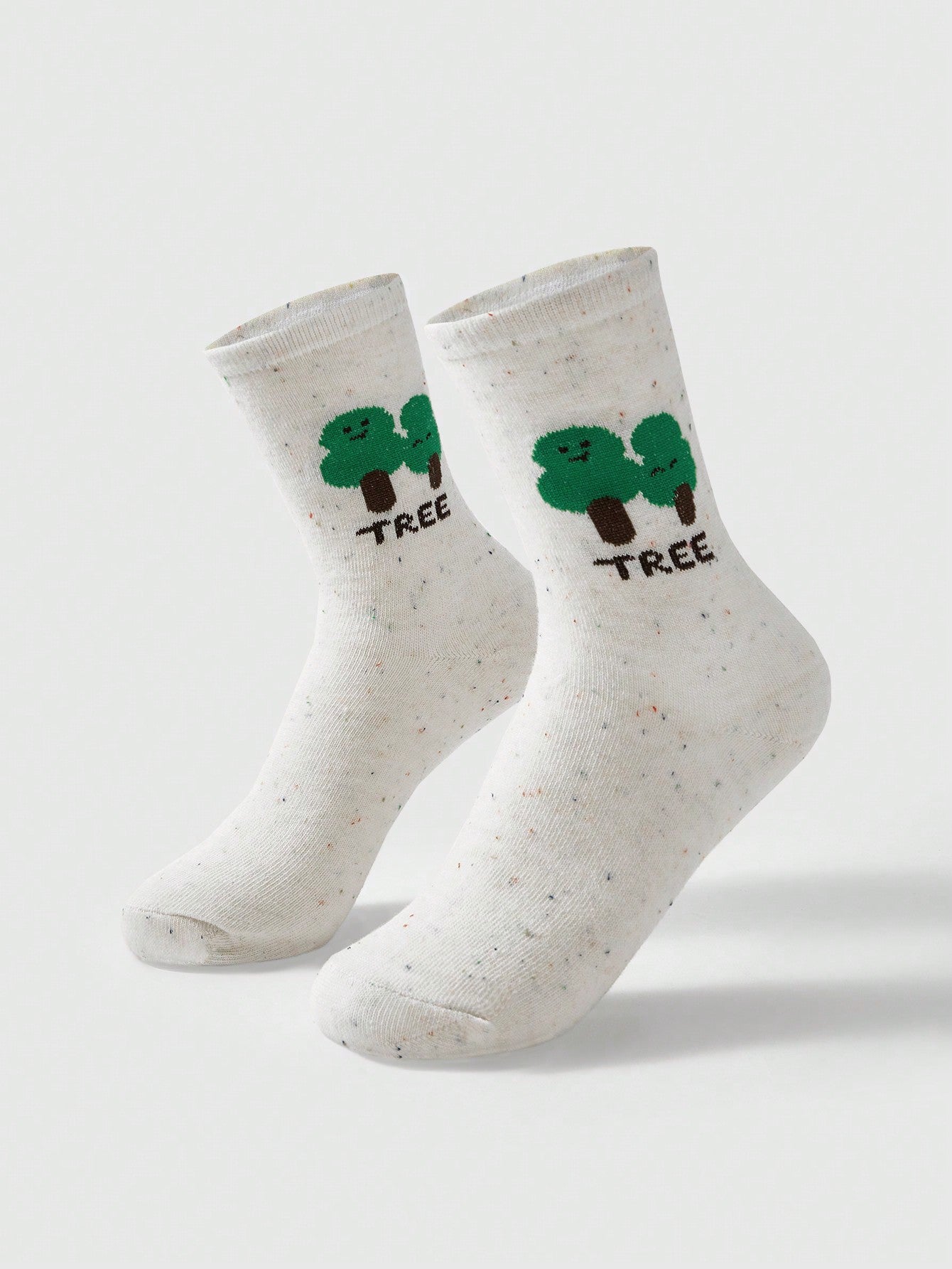 ROMWE Kawaii 5 pares de calcetines de moda con estampado de lunares y de dibujos animados de malla, de color beige, de uso versátil, para mujer