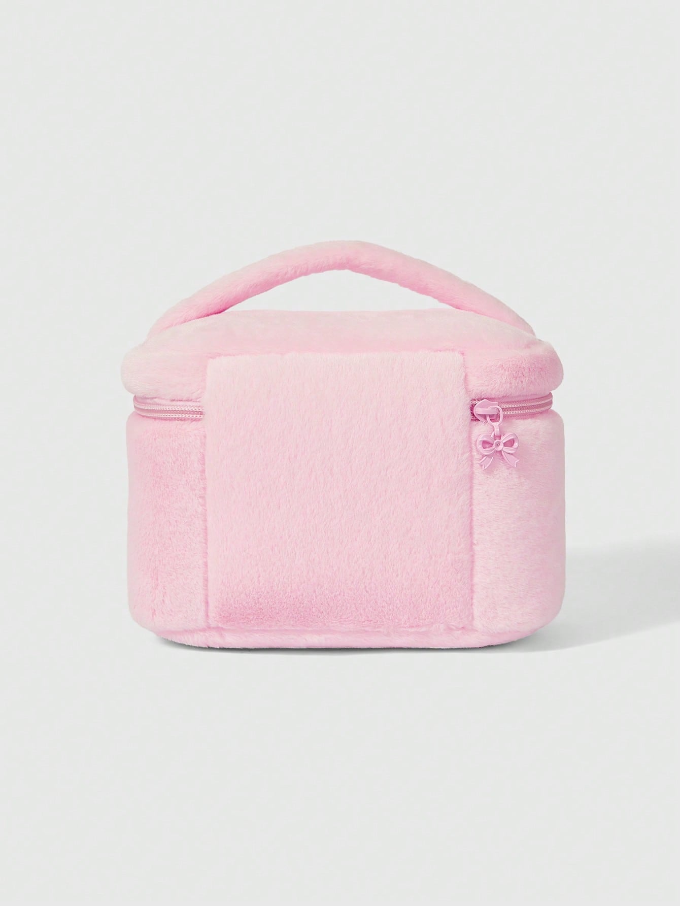 ROMWE Kawaii Bolsa cosmética de mano grande de peluche con estampado de lazos de dibujos animados 401422