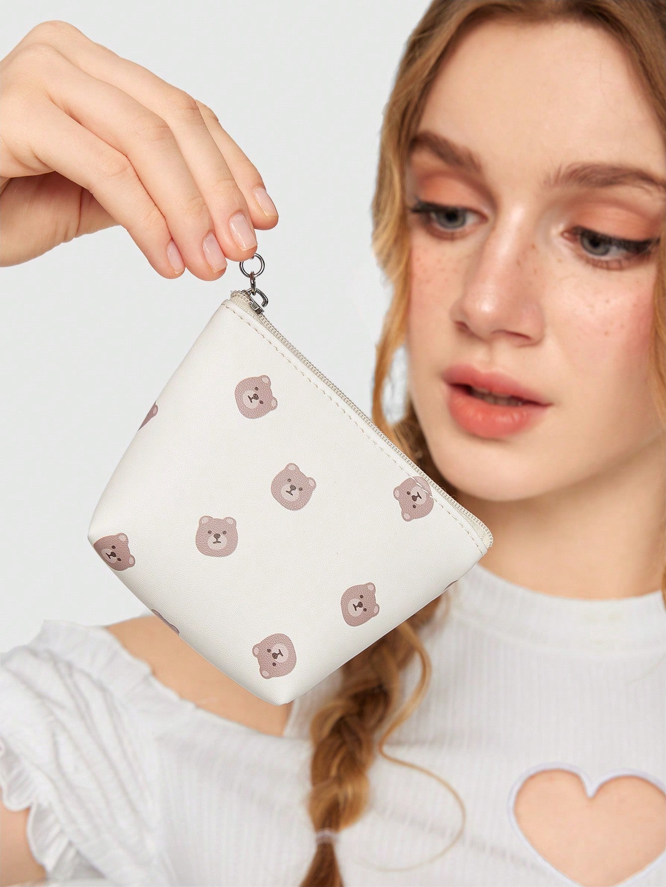 ROMWE Kawaii Bolsa de almacenamiento con monedero con diseño de oso animado 754658