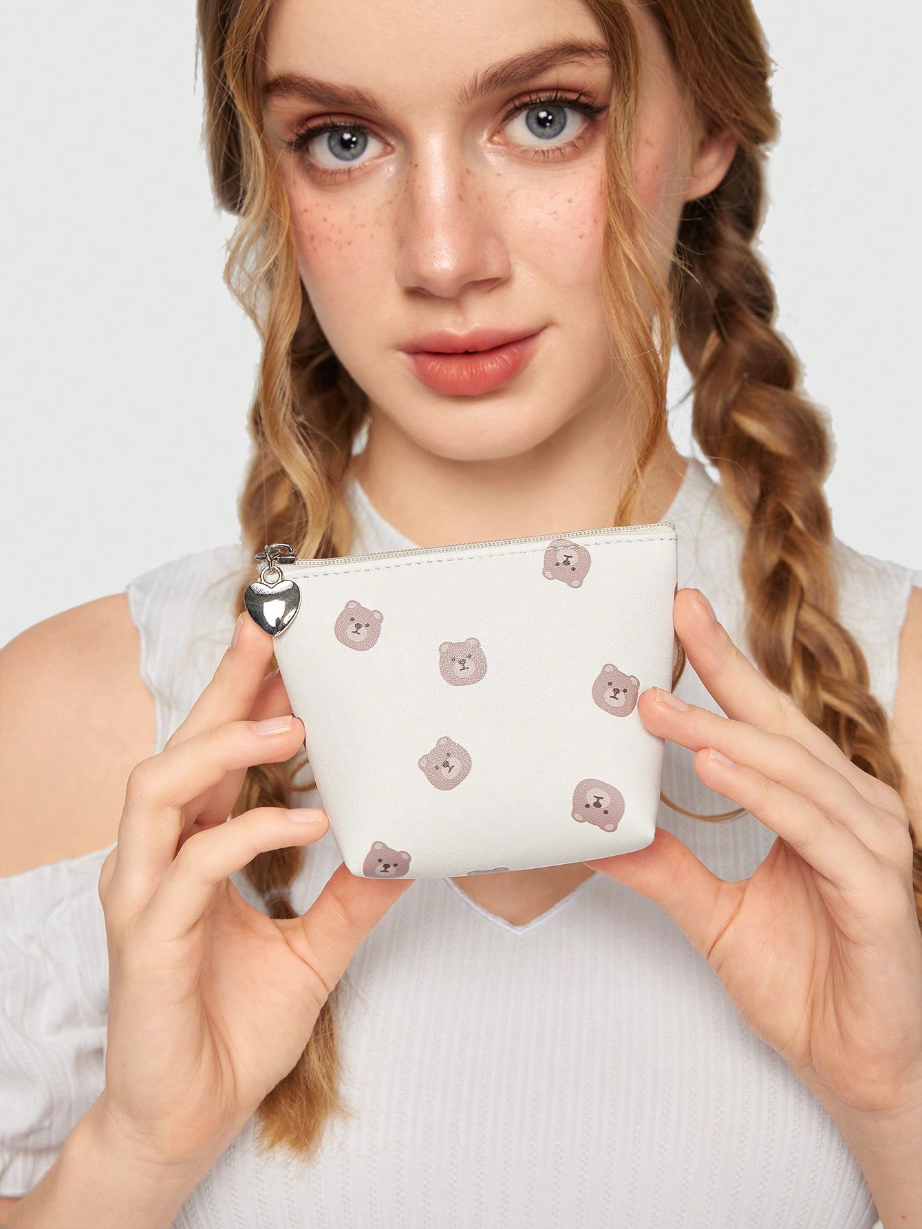 ROMWE Kawaii Bolsa de almacenamiento con monedero con diseño de oso animado 754658