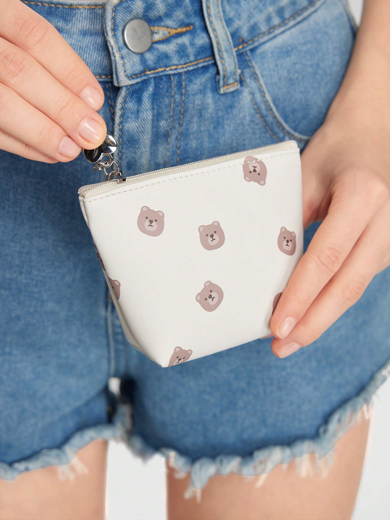 ROMWE Kawaii Bolsa de almacenamiento con monedero con diseño de oso animado 754658