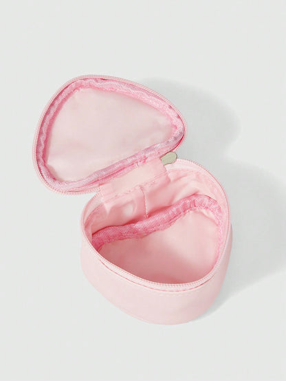 ROMWE Kawaii Bolsa de almacenamiento de monedas con forma de corazón rosa de conejo encantador de dibujos animados 308360