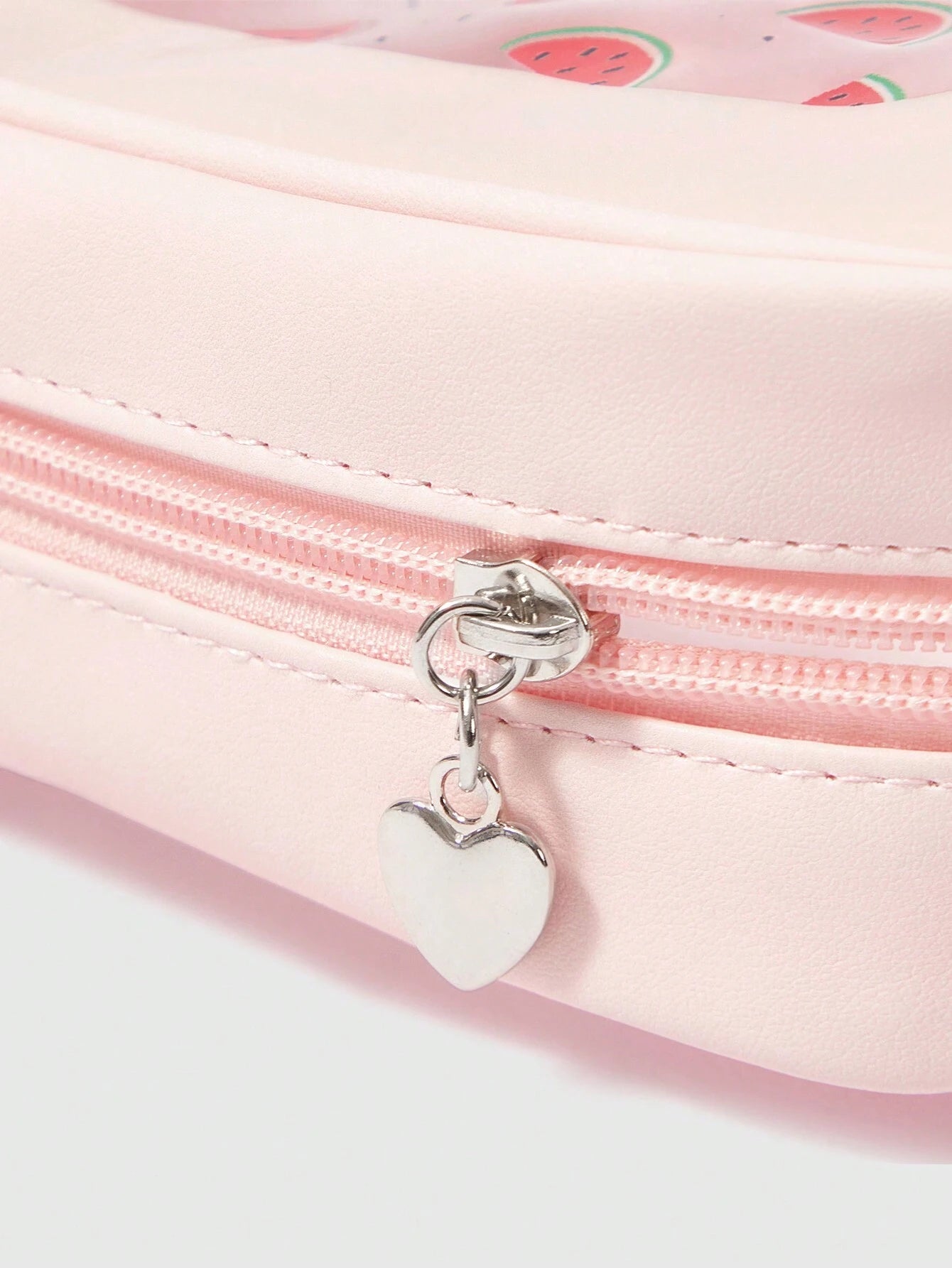 ROMWE Kawaii Bolsa de maquillaje transparente con ventana y estampado de sandía de dibujos animados, de gran capacidad, para mujeres 189764