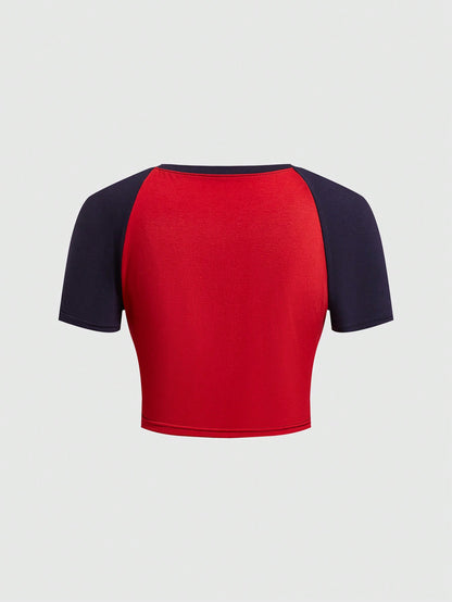 ROMWE Kawaii Camiseta De Fútbol Impresa Y Acolchada Para Mujer