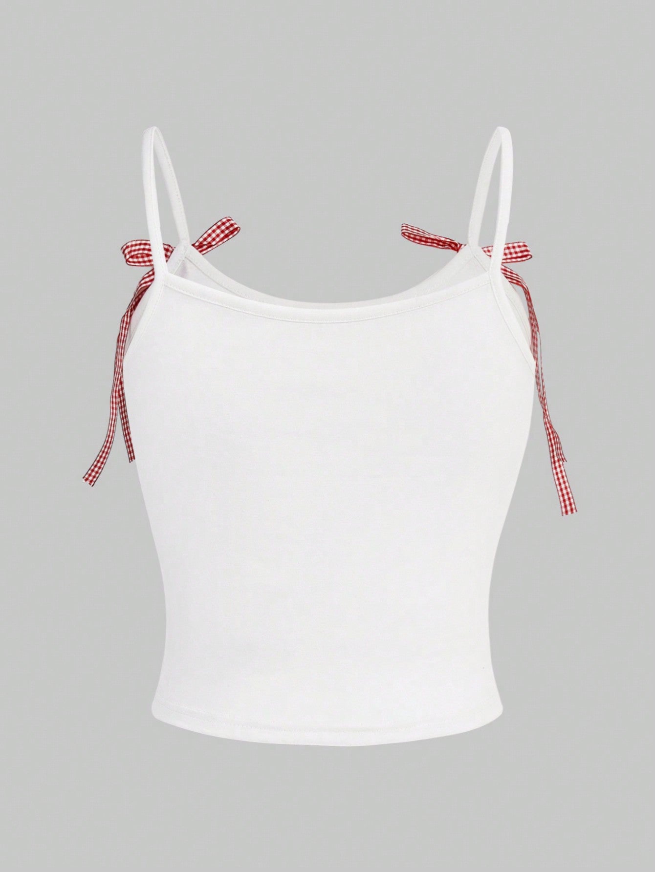 ROMWE Kawaii Camiseta De Tirantes Para Mujer Estampada Con Eslogan Y Decoración De Lazo