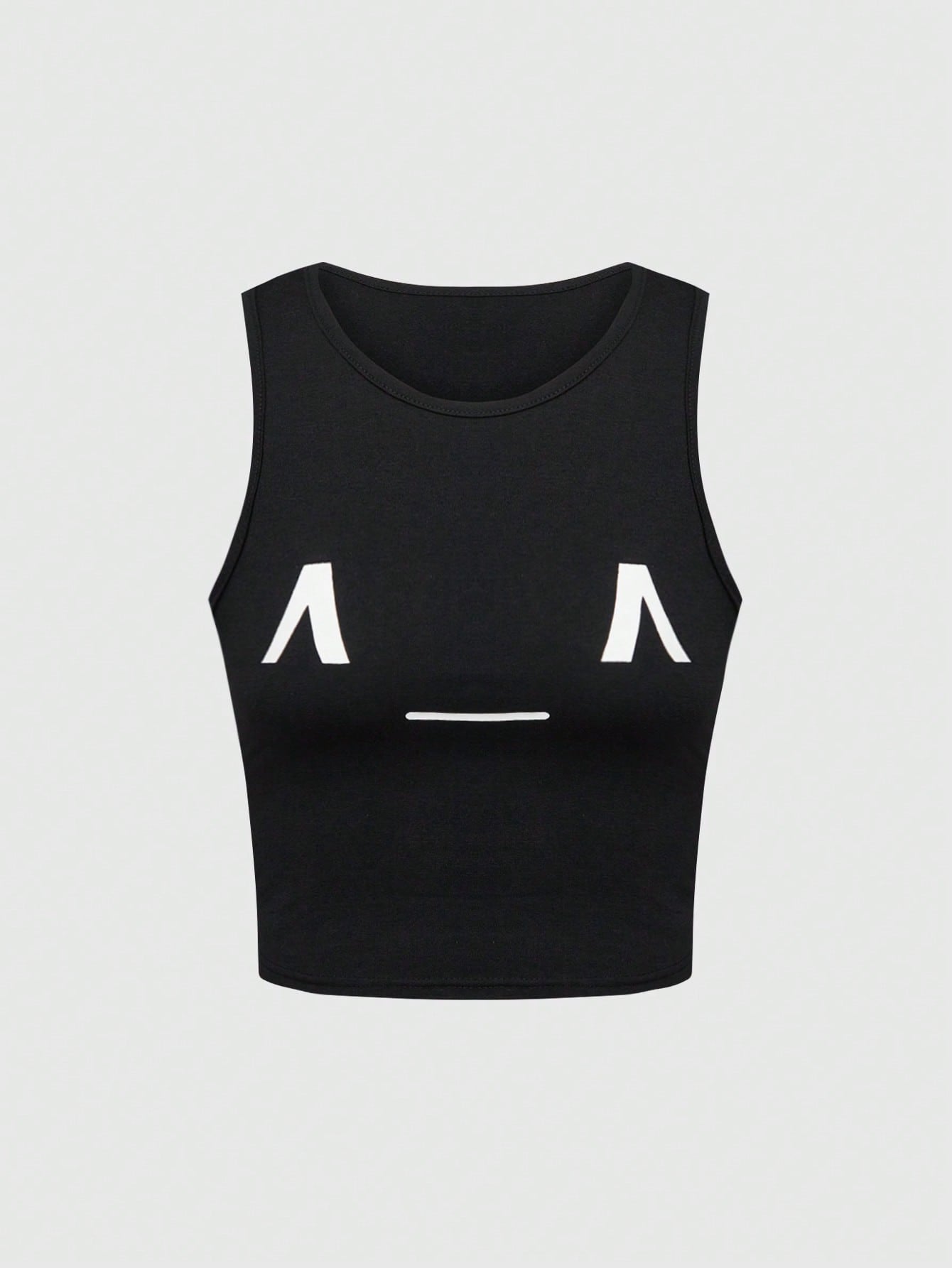 ROMWE Kawaii Camiseta ajustada femenina impresa con emoticono de estilo subcultural, versátil