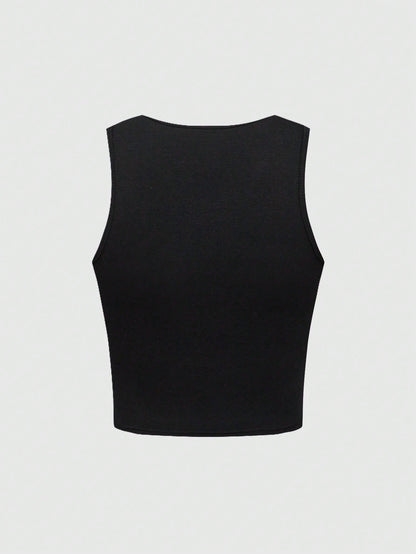 ROMWE Kawaii Camiseta ajustada femenina impresa con emoticono de estilo subcultural, versátil