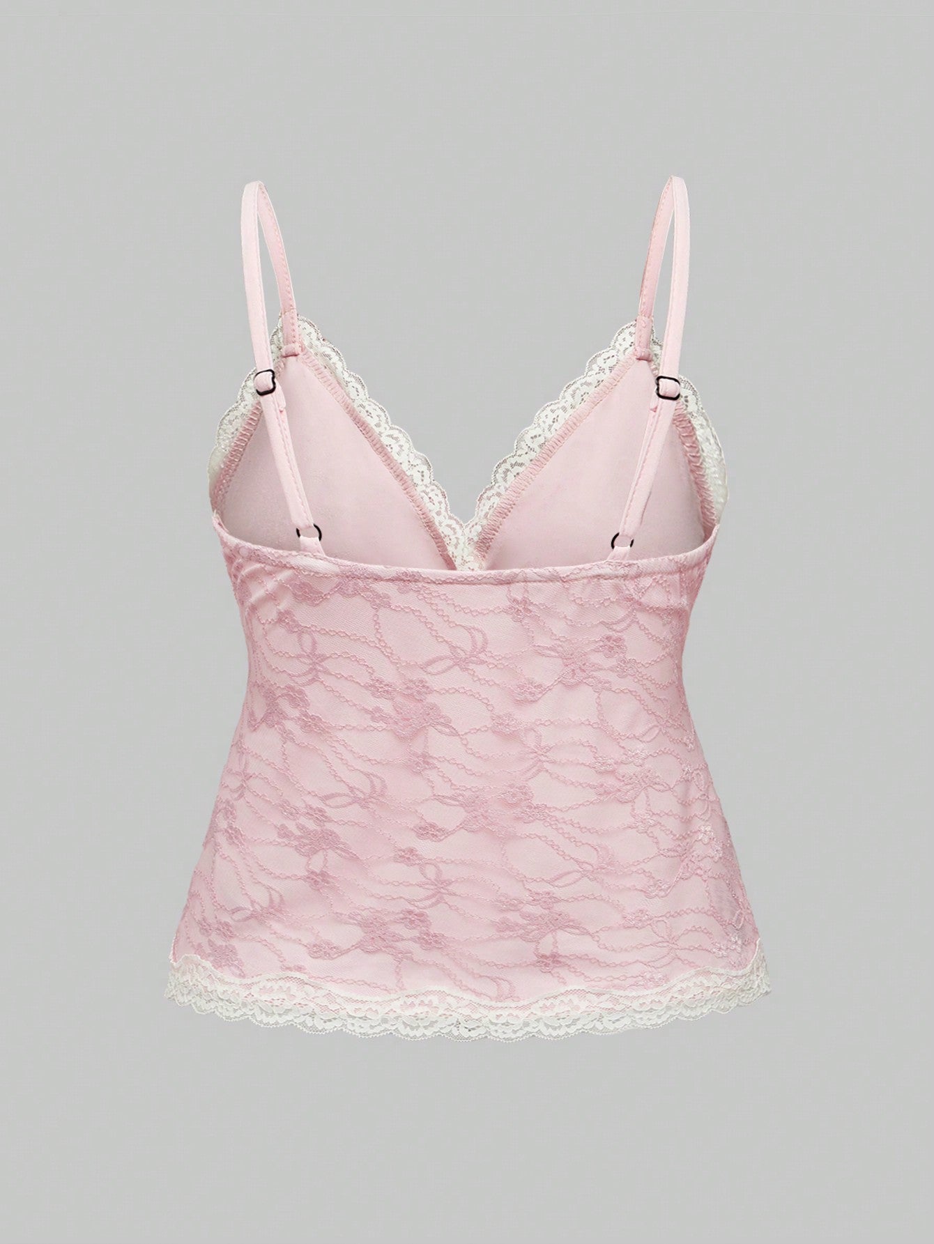 ROMWE Kawaii Camiseta camisola con lazo y encaje de San Valentín en tallas grandes para mujer