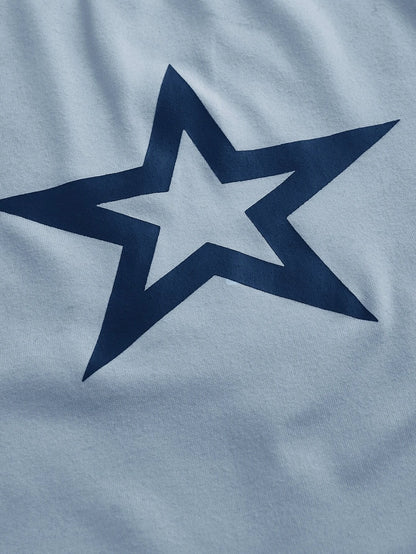 ROMWE Kawaii Camiseta con estampado de estrella de manga raglán