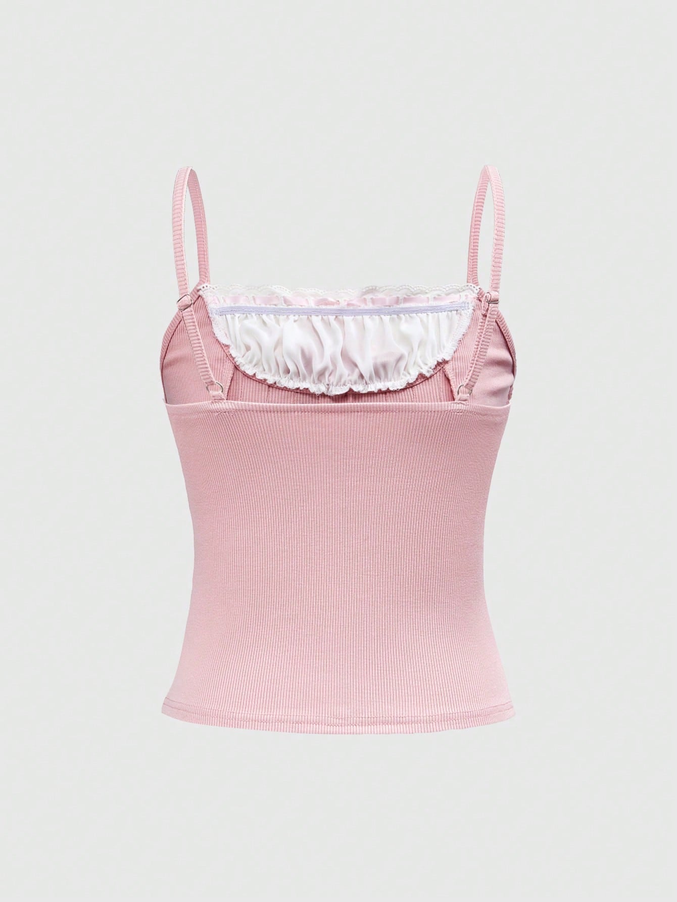 ROMWE Kawaii Camiseta de mujer con decoración de encaje y textura de tela dulce y linda