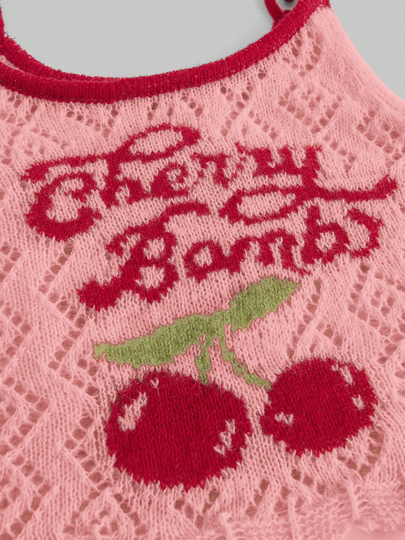 ROMWE Kawaii Camiseta de tirantes de punto con estampado de cerezas minimalista diario para mujer