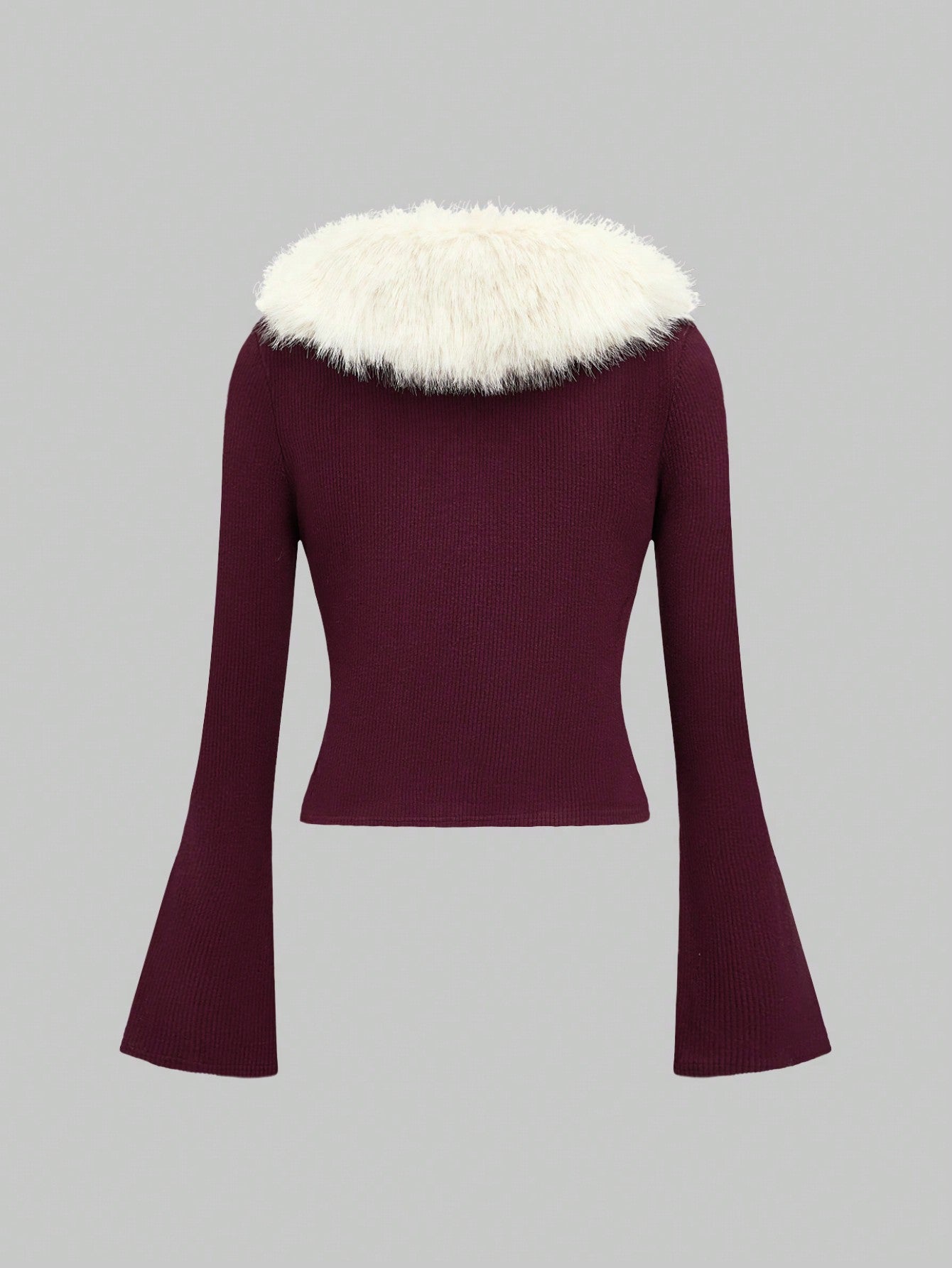 ROMWE Kawaii Chaqueta corta de punto con cuello con parches estilo lindo y navideño para mujer