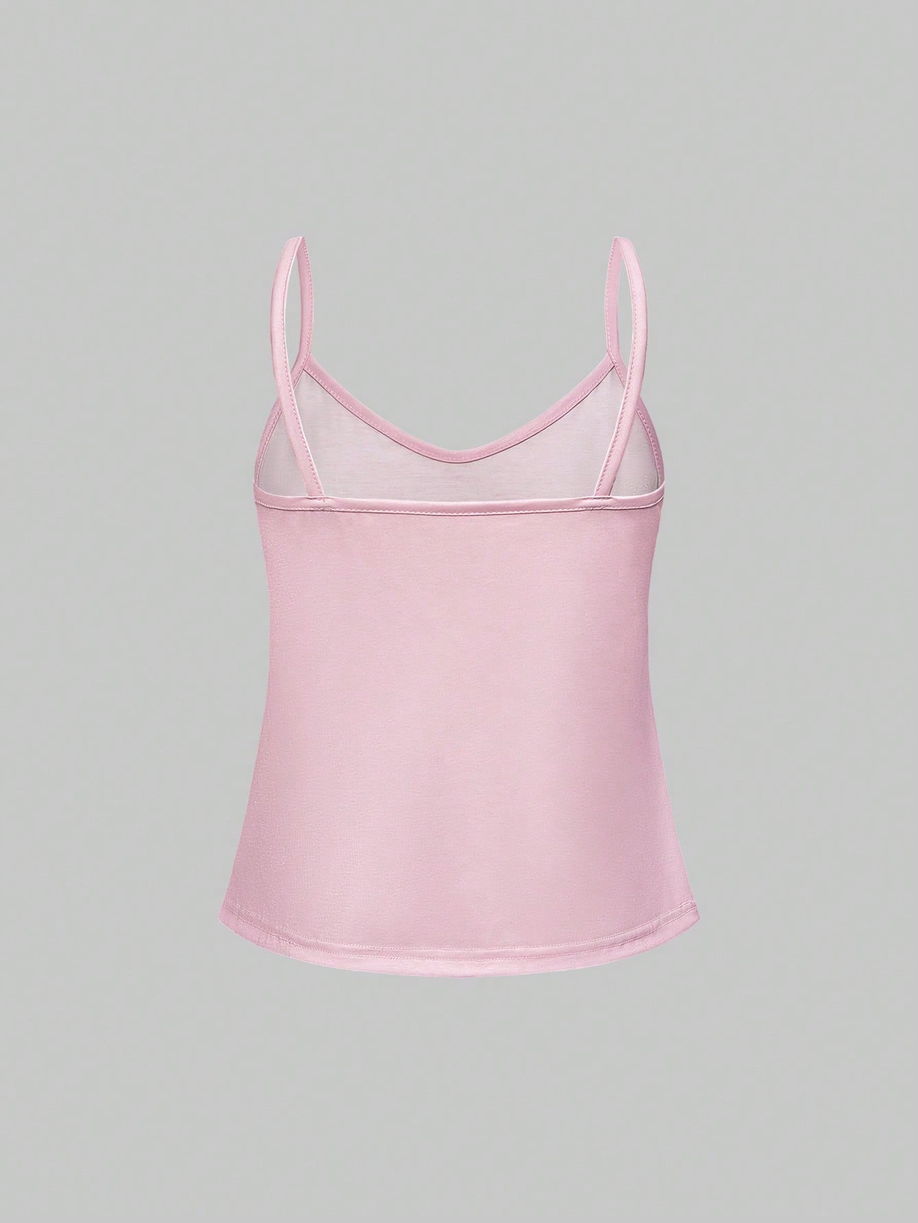 ROMWE Kawaii Conjunto de pijama casual de camiseta de tirantes y shorts con volantes, decoración de lazo y estampado de gatos kawaii para mujeres en verano
